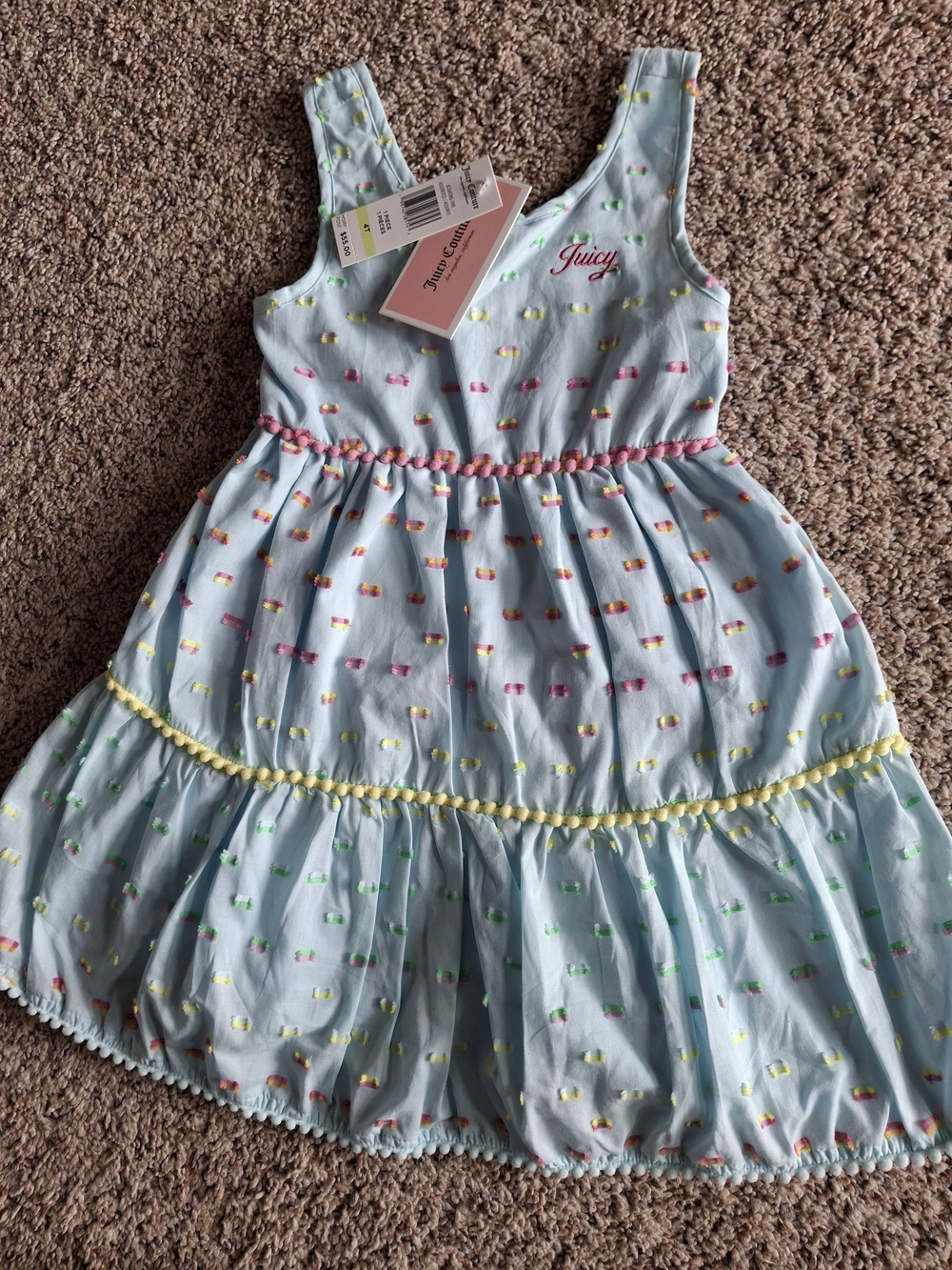 Juicy Couture Light Blue Girls' Sleeveless Tiered Dress